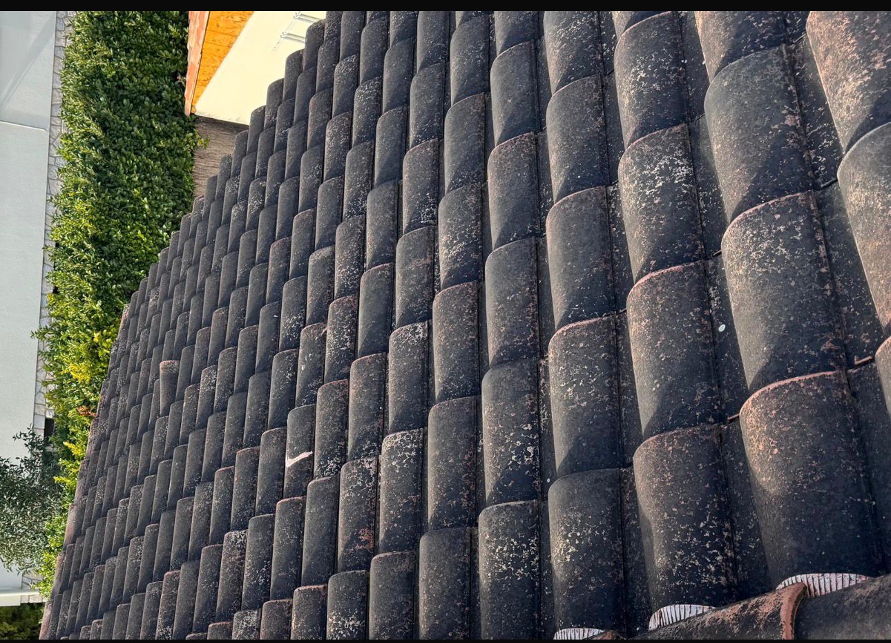Avant — tuiles noires encrassées