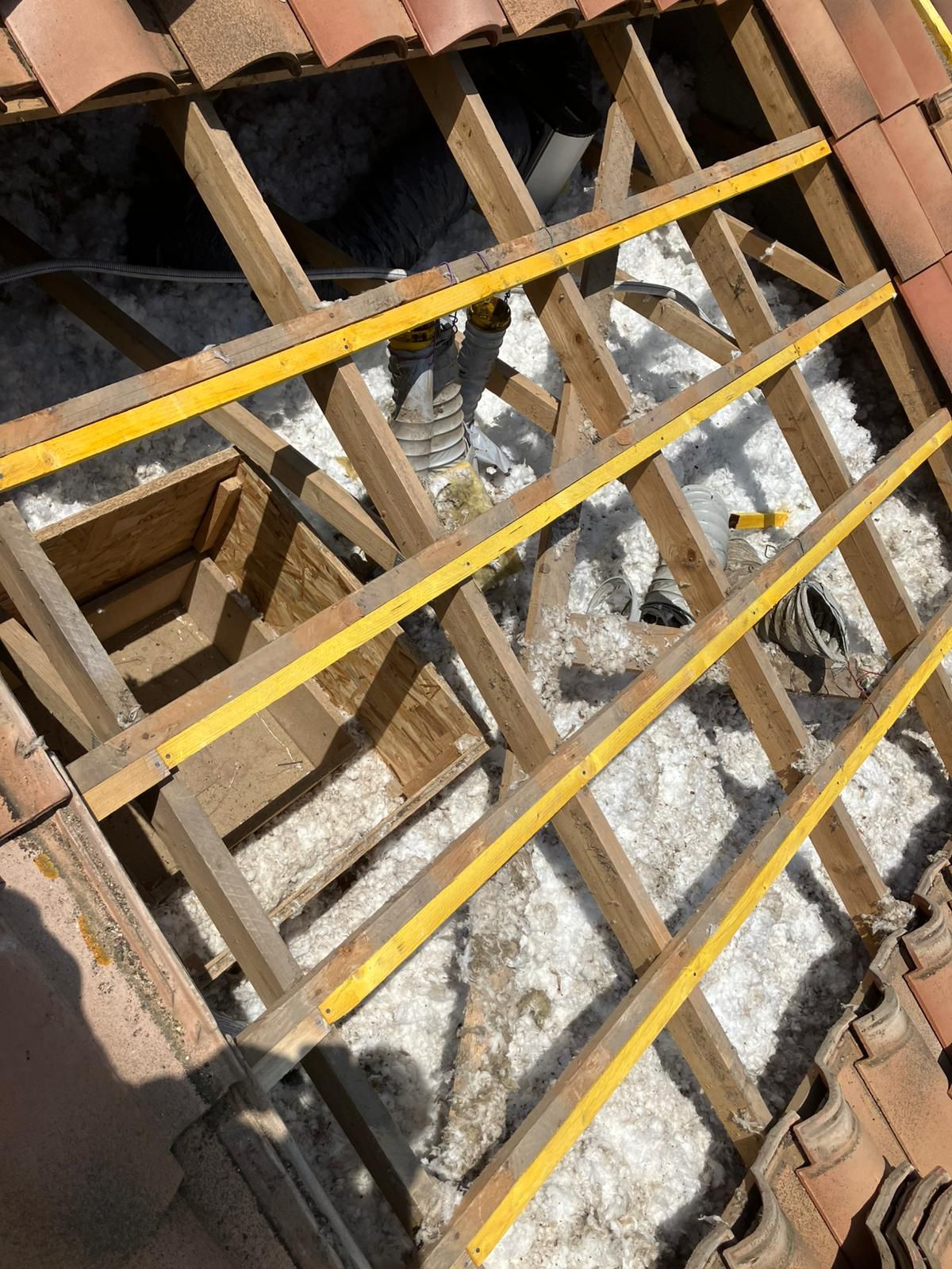 Charpente en cours de réfection